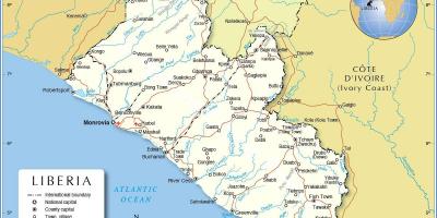 Картата На Либерия Западна Африка