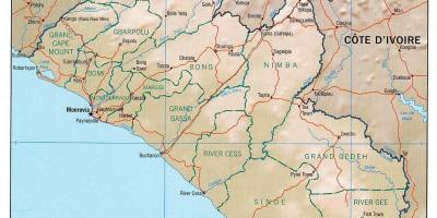 Карта на географската карта на Либерия