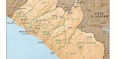 Направи карта на релефа на Либерия
